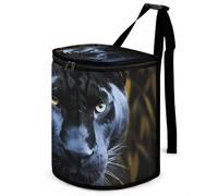 DWTJKMS Panther with Blue Eyes Pattumiera per auto con coperchio Grande capacità Appeso Pattumiera automatica a prova di perdite Impermeabile Pattumiera Auto Must Haves Accessori per interni