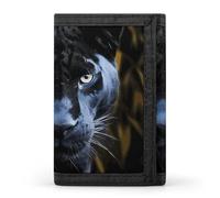 DWTJKMS Panther With Blue Eyes Portafoglio minimalista da uomo sottile a tre ante portafogli alla moda moderno portafoglio antifurto contiene carte e contanti