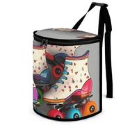 DWTJKMS Pattini a rotelle retrò Pattumiera per auto colorata con coperchio Grande capacità Appeso Pattumiera automatica a prova di perdite Impermeabile Pattumiera Auto Must Haves Accessori per interni