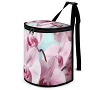 DWTJKMS Pattumiera per auto a forma di farfalla con orchidea e fiori e farfalle, con coperchio, grande capacità, da appendere, a prova di perdite, impermeabile, accessori per interni
