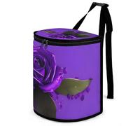 DWTJKMS Pattumiera per auto con stampa rosa viola con coperchio di grande capacità da appendere pattumiera automatica a prova di perdite impermeabile cestino auto must have accessori interni