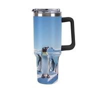 DWTJKMS Penguin Antarctica Ice - Bicchiere in acciaio inox da 1,18 l, a prova di perdite, grande capacità, con manico, cannuccia a doppia parete, isolamento sottovuoto, riutilizzabile, mantiene freddo