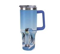 DWTJKMS Penguin Antarctica Ice - Bicchiere in acciaio inox da 1,18 l, a prova di perdite, grande capacità, con manico, cannuccia a doppia parete, isolamento sottovuoto, riutilizzabile, mantiene freddo