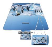 DWTJKMS Penguin Antarctica Ice Picnic Mat, Pieghevole Impermeabile Sabbia Mat con Tote Bag Grande Outdoor Picnic Mats 58 "X 58" Coperta da campeggio per spiaggia, parco, viaggi