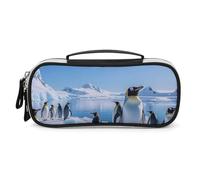 DWTJKMS Penguin Antartide Ice Leather Makeup Bag Portatile Piccolo Organizzatore Cosmetico Impermeabile Borse Da Toilette Pennelli Matite E Viaggio Trucco Accessori