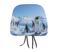 DWTJKMS Pinguino Antartide Ice Car Seat Poggiatesta Copertura 1 PZ Regolabile Riutilizzabile Interni Auto Accessori Simpatico Vintage Poggiatesta Protector Seat Cover,per la maggior parte delle auto