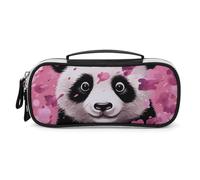 DWTJKMS Pink Panda Borsa per il trucco in pelle di cotone portatile piccolo organizzatore cosmetico impermeabile borse da toilette pennelli matite e accessori per il trucco da viaggio
