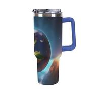 DWTJKMS Planet - Bicchiere in acciaio inox da 1,18 l, a prova di perdite, grande capacità, con manico, cannuccia a doppia parete, isolamento sottovuoto, riutilizzabile, mantiene freddo o caldo, stile
