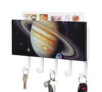 DWTJKMS Planet Jupiter Portachiavi da parete, stile fattoria, montaggio a parete con 5 ganci, decorazione da parete per ingresso o atrio, 18 cm di larghezza x 4,3 cm di altezza