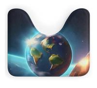 DWTJKMS Planet - Tappetino da bagno a forma di U, ad asciugatura rapida, assorbente, antimacchia, antiscivolo, per base WC ovale