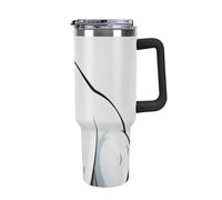 DWTJKMS Polar Bear, bicchiere in acciaio inox da 1,18 l, a prova di perdite, grande capacità, con manico, cannuccia a doppia parete, isolamento sottovuoto, riutilizzabile, mantiene freddo o caldo