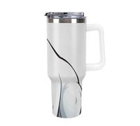 DWTJKMS Polar Bear, bicchiere in acciaio inox da 1,18 l, a prova di perdite, grande capacità, tazza per auto con manico e cannuccia, a doppia parete, riutilizzabile, mantiene freddo o caldo, stile