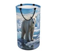 DWTJKMS Polar Bear, cesto portabiancheria pieghevole con manici per il trasporto, grande cesto portaoggetti per lavanderia, dormitorio per la famiglia