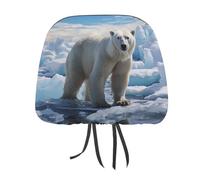 DWTJKMS Polar Bear Ice - Copertura per poggiatesta auto, regolabile, riutilizzabile, accessorio per interni auto, stile vintage, per la maggior parte delle auto