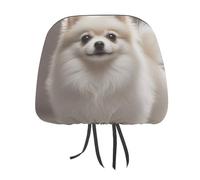 DWTJKMS Pomeranian - Coprisedili per auto, 2 pezzi, regolabili, riutilizzabili, accessori per interni auto, stile vintage, per poggiatesta auto, per la maggior parte delle auto