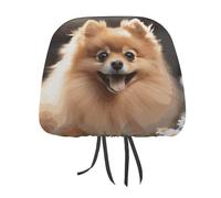 DWTJKMS Pomeranian Dog Car Seat Headrest Cover 1 PCS regolabile riutilizzabile, accessori interni auto carino vintage poggiatesta Protector Seat Cover,per la maggior parte delle auto