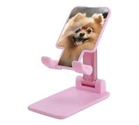 DWTJKMS Pomeranian Dog - Supporto per telefono cellulare, pieghevole, regolabile in altezza, portatile, per tutti gli smartphone, colore: rosa