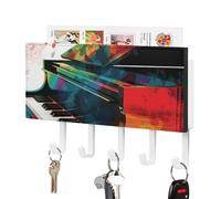 DWTJKMS Portachiavi colorato per tastiera di pianoforte, supporto da parete per parete, stile fattoria, con 5 ganci, decorazione da parete per ingresso o atrio, 18 cm di larghezza x 4,3 cm di altezza