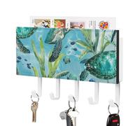 DWTJKMS Portachiavi da parete a forma di tartaruga marina, con 5 ganci, decorazione da parete, per ingresso o atrio, 18 cm di larghezza x 4,3 cm di altezza