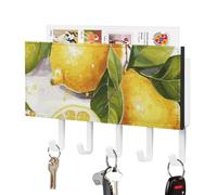 DWTJKMS Portachiavi da parete con frutta e limone, montaggio a parete con 5 ganci, portachiavi da appendere per ingresso o atrio, 18 cm di larghezza x 4,3 cm di altezza