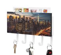 DWTJKMS Portachiavi da parete con paesaggio di New York City, montaggio a parete in stile fattoria, con 5 ganci, decorazione da parete per ingresso o atrio, 18 cm di larghezza x 4,3 cm di altezza