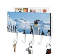 DWTJKMS Portachiavi da parete con pinguino antartide ghiaccio, supporto da parete in stile fattoria, con 5 ganci, decorazione da parete per ingresso o atrio, 18 cm di larghezza x 4,3 cm di altezza