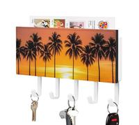 DWTJKMS Portachiavi da parete con tramonto tropicale, da parete, stile fattoria, con 5 ganci, decorazione da parete, portachiavi da appendere per ingresso o atrio, 18 cm di larghezza x 4,3 cm di