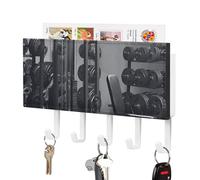 DWTJKMS Portachiavi da parete per attrezzature da palestra, montaggio a parete in stile fattoria, con 5 ganci, decorazione da parete, portachiavi da appendere per ingresso o atrio, 18 cm di larghezza