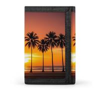 DWTJKMS Portafoglio da spiaggia con tramonto tropicale, minimalista, da uomo, sottile, a tre pieghe, alla moda, moderno, antifurto, può contenere carte e contanti