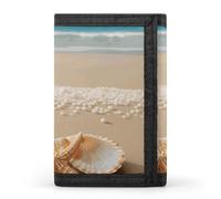 DWTJKMS Portafoglio da uomo con stelle marine e conchiglie da spiaggia minimalista, sottile, a tre pieghe, alla moda, moderno, antifurto, può contenere carte e contanti