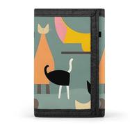 DWTJKMS Portafoglio da uomo minimalista con gatti di arte moderna della metà del secolo portafoglio a tre ante sottile portafogli alla moda moderno portafoglio antifurto contiene carte e contanti