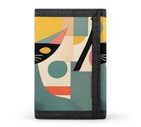 DWTJKMS Portafoglio da uomo minimalista con gatto di arte moderna Mid-Century, portafogli a tre ante sottili, alla moda, portafoglio antifurto per carte e contanti