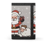 DWTJKMS Portafoglio da uomo minimalista con pecore di Natale, portafoglio sottile a tre pieghe, alla moda, portafogli antifurto per carte e contanti