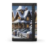 DWTJKMS Portafoglio da uomo minimalista con scena felice invernale di Natale portafoglio sottile a tre ante portafogli alla moda moderno portafoglio antifurto contiene carte e contanti