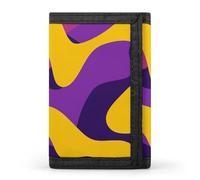 DWTJKMS Portafoglio giallo e viola modello minimalista da uomo sottile a tre ante portafogli alla moda moderno portafoglio antifurto contiene carte e contanti