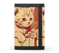 DWTJKMS Portafoglio minimalista con gatto sdraiato sulla scatola, portafoglio da uomo sottile a tre ante portafoglio alla moda moderno portafoglio antifurto contiene carte e contanti