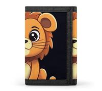 DWTJKMS Portafoglio minimalista con leone in stile cartone animato, da uomo, sottile, a tre pieghe, alla moda, moderno, antifurto, può contenere carte e contanti