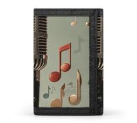 DWTJKMS Portafoglio minimalista con microfono e note musicali, da uomo, sottile, triplo portafoglio, alla moda, moderno, antifurto, può contenere carte e contanti