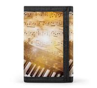 DWTJKMS Portafoglio minimalista con note musicali per pianoforte, violino, da uomo, sottile, a tre pieghe, alla moda, moderno, antifurto, può contenere carte e contanti