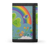 DWTJKMS Portafoglio minimalista con trifoglio arcobaleno cerchio da uomo sottile a tre ante portafogli alla moda moderno portafoglio antifurto per carte e contanti