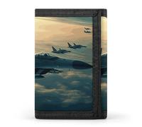 DWTJKMS Portafoglio minimalista da uomo con aerei da combattimento portafoglio sottile a tre ante portafogli alla moda moderno portafoglio antifurto per carte e contanti