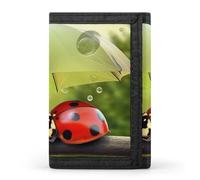 DWTJKMS Portafoglio minimalista da uomo con coccinella divertente con ombrelli portafoglio sottile a tre ante portafogli alla moda moderno portafoglio antifurto contiene carte e contanti