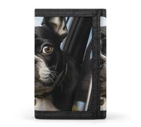 DWTJKMS Portafoglio minimalista da uomo con cucciolo di cane Boston Terrier, portafoglio sottile a tre ante alla moda moderno portafoglio antifurto per carte e contanti