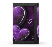 DWTJKMS Portafoglio minimalista da uomo con cuori viola slim a tre ante portafogli alla moda moderno portafoglio antifurto per carte e contanti