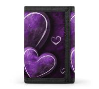 DWTJKMS Portafoglio minimalista da uomo con cuori viola slim a tre ante portafogli alla moda moderno portafoglio antifurto per carte e contanti