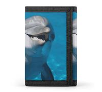 DWTJKMS Portafoglio minimalista da uomo con delfino con un sorriso portafoglio sottile a tre ante portafogli alla moda moderno portafoglio antifurto contiene carte e contanti