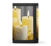 DWTJKMS Portafoglio minimalista da uomo con farfalle gialle con candele bianche, portafoglio sottile a tre pieghe, alla moda, portafoglio antifurto per carte e contanti