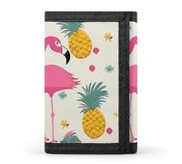 DWTJKMS Portafoglio minimalista da uomo con fenicottero e ananas portafoglio sottile a tre ante portafogli alla moda moderno portafoglio antifurto contiene carte e contanti