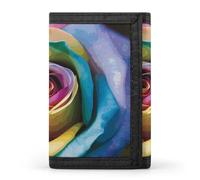DWTJKMS Portafoglio minimalista da uomo con fiori rosa arcobaleno sottile a tre ante portafogli alla moda moderno portafoglio antifurto per carte e contanti