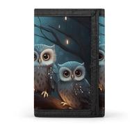 DWTJKMS Portafoglio minimalista da uomo con gufo sull'albero, portafoglio sottile a tre ante alla moda moderno portafoglio antifurto per carte e contanti